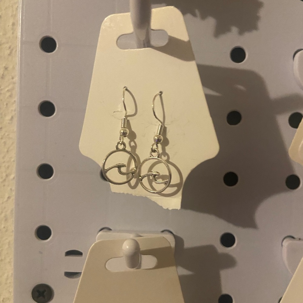 Silver ocean wave earrings!